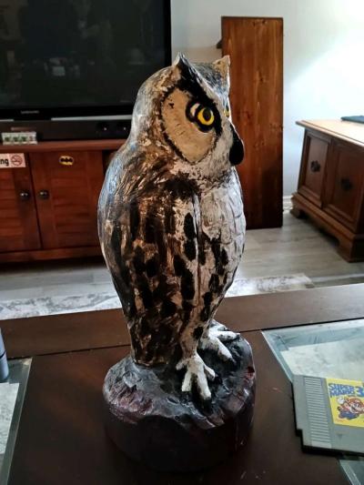 Hand Carved horned owl - Thumbnail 2