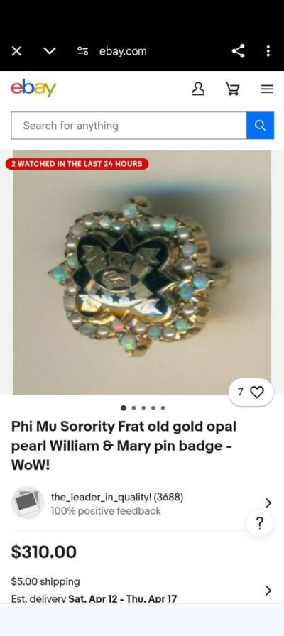 10kt gold Sorority pin - Thumbnail 5
