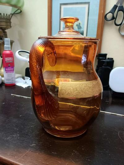 early Amber glass with gold leaf inlays picher - Thumbnail 3