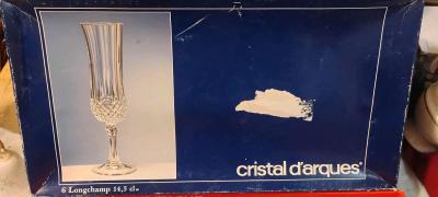 6 Cristal Darques LONGCHAMP Lead Crystal Champagne Flutes