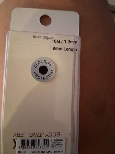 16g 8mm Length straight bar 6 different jewels and 1 ball - Thumbnail 2