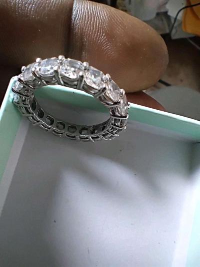 silver eternity diamond ring - Thumbnail 5