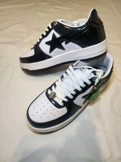 Man Bape Sta Patent Leather Black White Shoes - Thumbnail 4