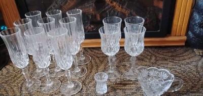 Vintage crystal glasses sugar bowl  toothpick holder