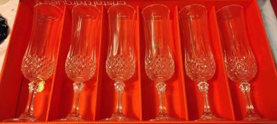 6 Cristal Darques LONGCHAMP Lead Crystal Champagne Flutes - Thumbnail 2