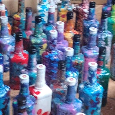 hand painted bottles Great for wedding tablesets - Thumbnail 2
