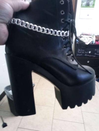 a pair of black platform boots high heeled - Thumbnail 4