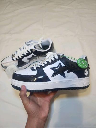Man Bape Sta Patent Leather Black White Shoes - Fairfield, California