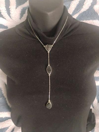 Fabulous Black Druzy Quartz Necklace - Thumbnail 2