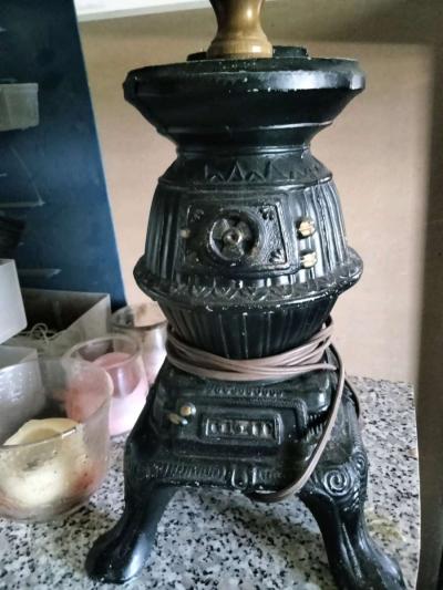 lamp with a pot belly stove base - Thumbnail 2