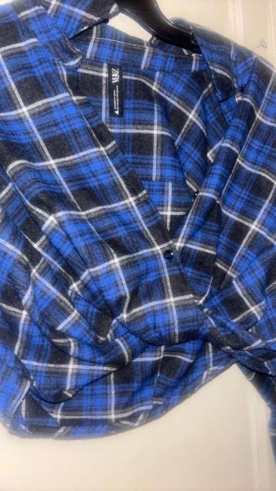 womens Zara button up plaid long sleeve - Thumbnail 3