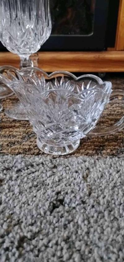 Vintage crystal glasses sugar bowl  toothpick holder - Thumbnail 3