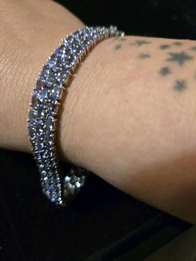 beautiful silver 925 with tanzanite stones tennis bracelet - Thumbnail 4