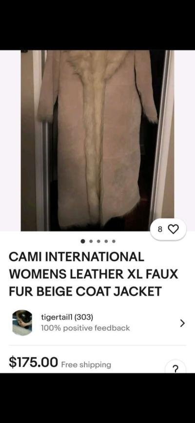 Long leather trench coat with faux fur - Thumbnail 3