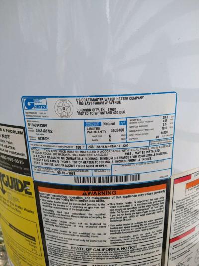 hot water tank 40 gal natural gas - Thumbnail 2