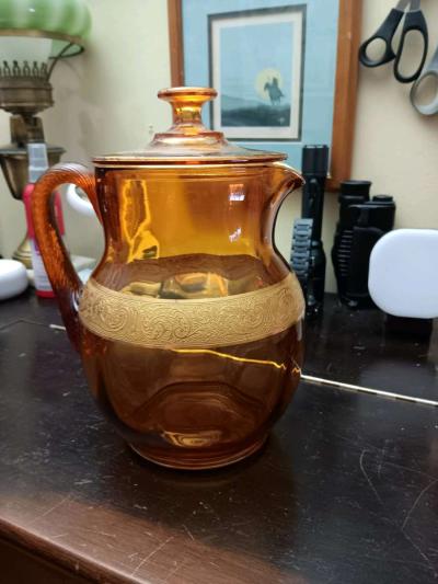 early Amber glass with gold leaf inlays picher - Thumbnail 2