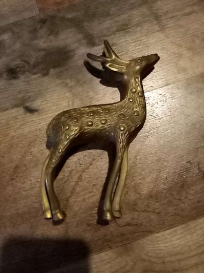 vintage brass deer head up four inches - Thumbnail 2
