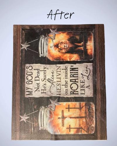 Lion and Lamb In A Jar  Handmade Canvas Art - Thumbnail 2