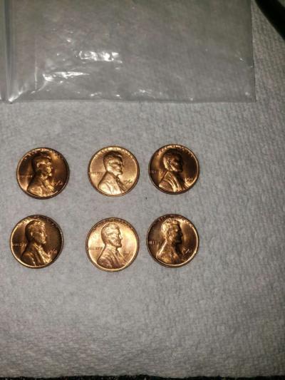 6 excellent condition 1961 No Mint Pennys
