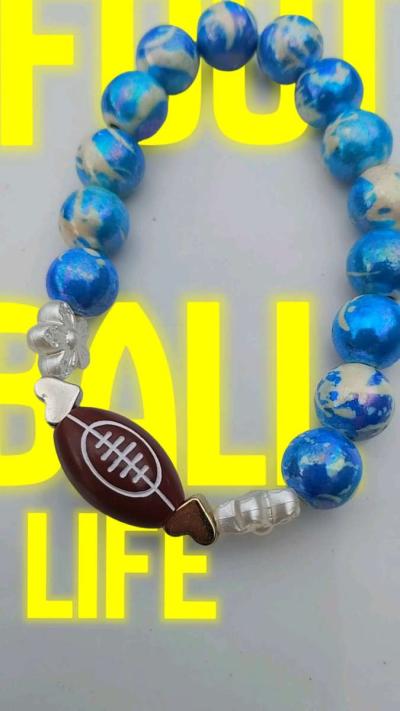 Football bracelet with blue accent beads - Thumbnail 5