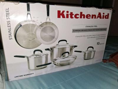 KITCHEN AID 10 piece stainless steel cookware set - Thumbnail 4