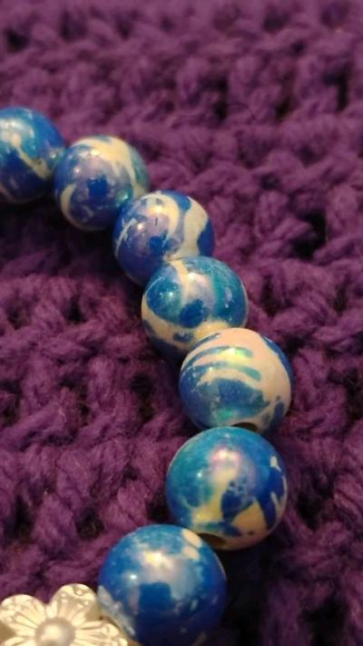 Football bracelet with blue accent beads - Thumbnail 3