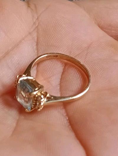 Aquamarine Emerald Cut Diamond Ring - Thumbnail 6