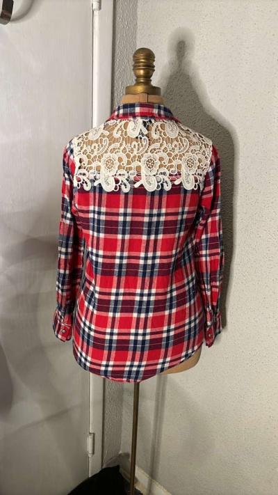 Rue21 Womens Western Lace Plaid Long Sleeve Button Down Top - Thumbnail 2