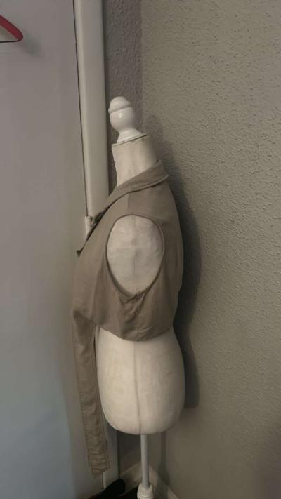 SHEIN  Lapel Collar Knot Front Crop Top Size L Linen Summer - Thumbnail 3