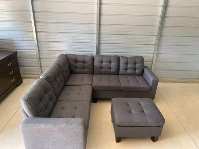 Grey sectional with ottoman Free Delivery If Needed - Thumbnail 5