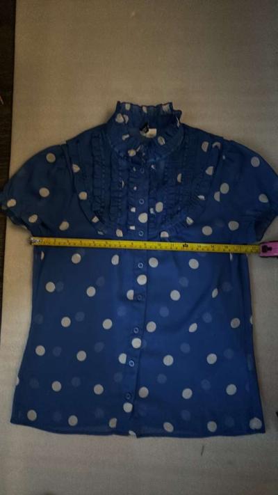HM Dividco Short sleeve Ruffled Polka Dot top Size 4 BlueWhi - Thumbnail 5