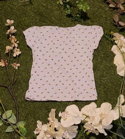 Girls Light Pink Tee with Gold Bee Pattern - Thumbnail 2