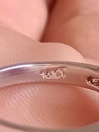 14K White Gold Amethyst and Diamond ring size 85 for women - Thumbnail 3