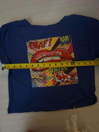 AQ Sport Cropped Graphic Tee with Cloth Mask NEW Soft - Thumbnail 5