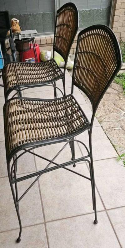 Set of 2 Wicker Bar Stools - Thumbnail 2