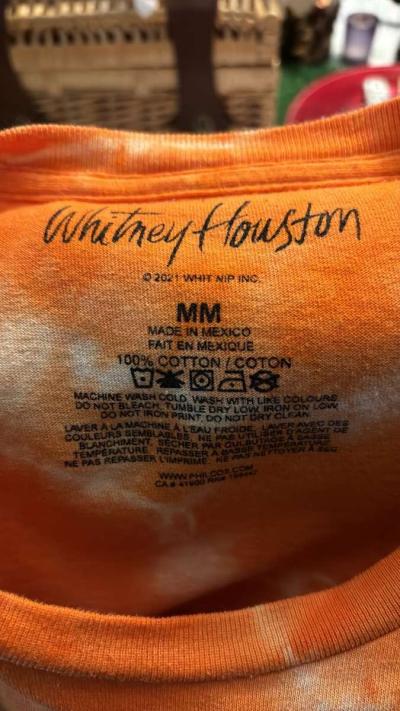 Whitney Houston Orange Short Sleeve Tie Dye Tee Shirt Size M - Thumbnail 3
