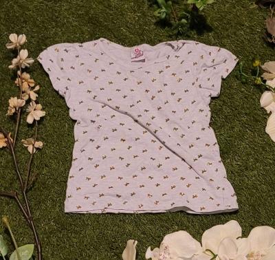 Girls Light Pink Tee with Gold Bee Pattern