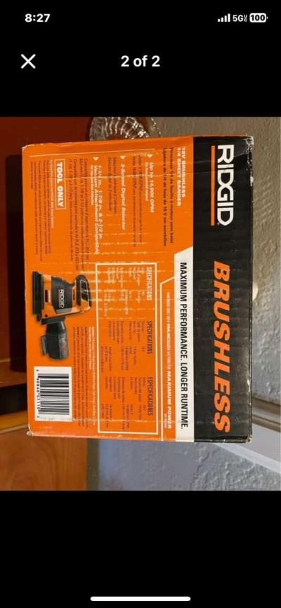 Ridgid 18v brushless sander - Thumbnail 2