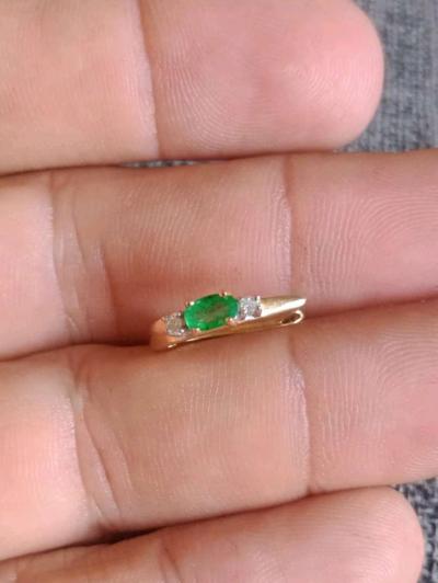 Emerald Natural Diamond Hoops Earrings 14K Yellow Gold - Thumbnail 2