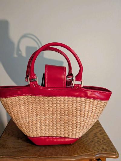 Red and Tan Woven Womens Bag - Thumbnail 2