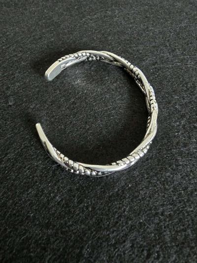 S925 Sterling Silver Twisted Woven Bracelet - Thumbnail 3