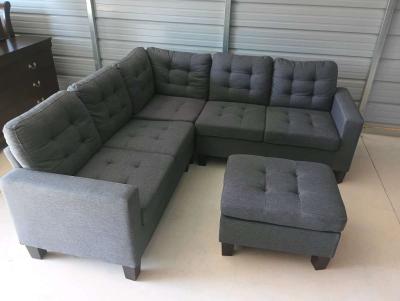 Grey sectional with ottoman Free Delivery If Needed - Thumbnail 6