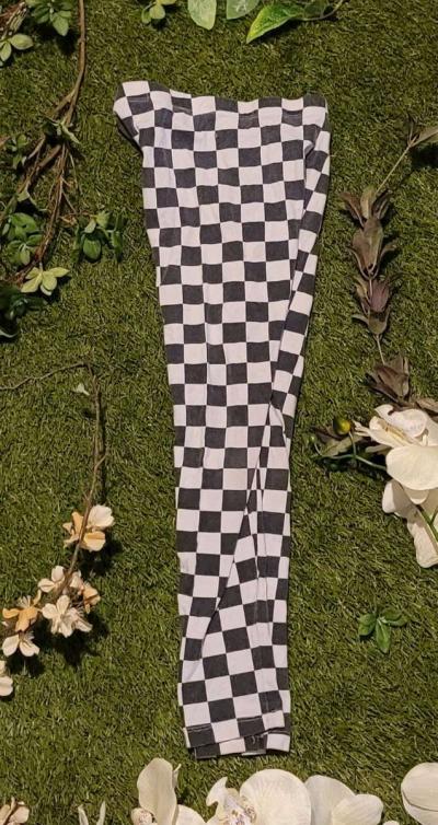 Girls Checkered Pattern Leggings - Thumbnail 3