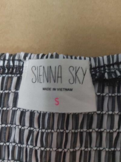 Sienna Sky Pinstripe Black White Off Shoulder Babydoll Blous - Thumbnail 6