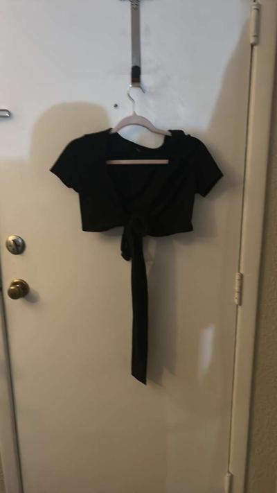 SHEIN Black Tie Front Crop Top Bolero Size S - Thumbnail 2