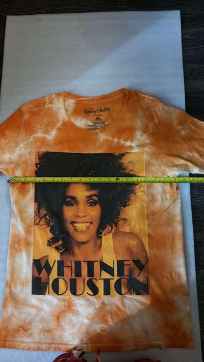 Whitney Houston Orange Short Sleeve Tie Dye Tee Shirt Size M - Thumbnail 4
