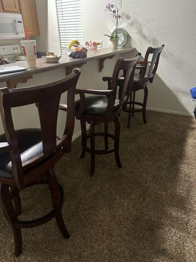 Set of 3 Wooden Bar Stools - Thumbnail 2