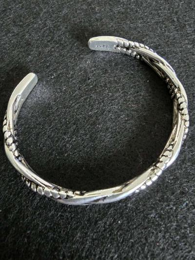 S925 Sterling Silver Twisted Woven Bracelet - Thumbnail 2