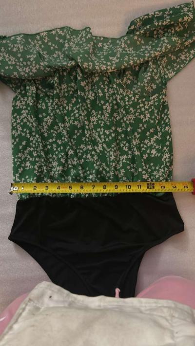 SHEIN Womens Floral Ruffle Bodysuit GreenBlack Size XL US 12 - Thumbnail 4