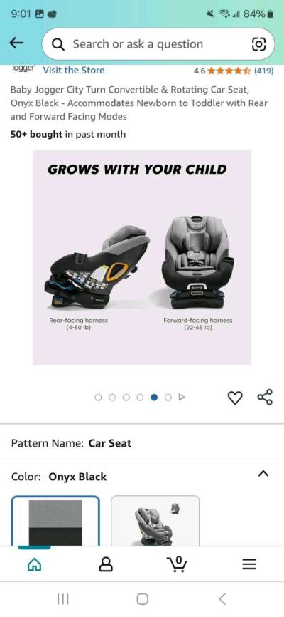 Baby Jogger City Turn Convertible  Rotating Car Seat Onyx Bl - Thumbnail 3